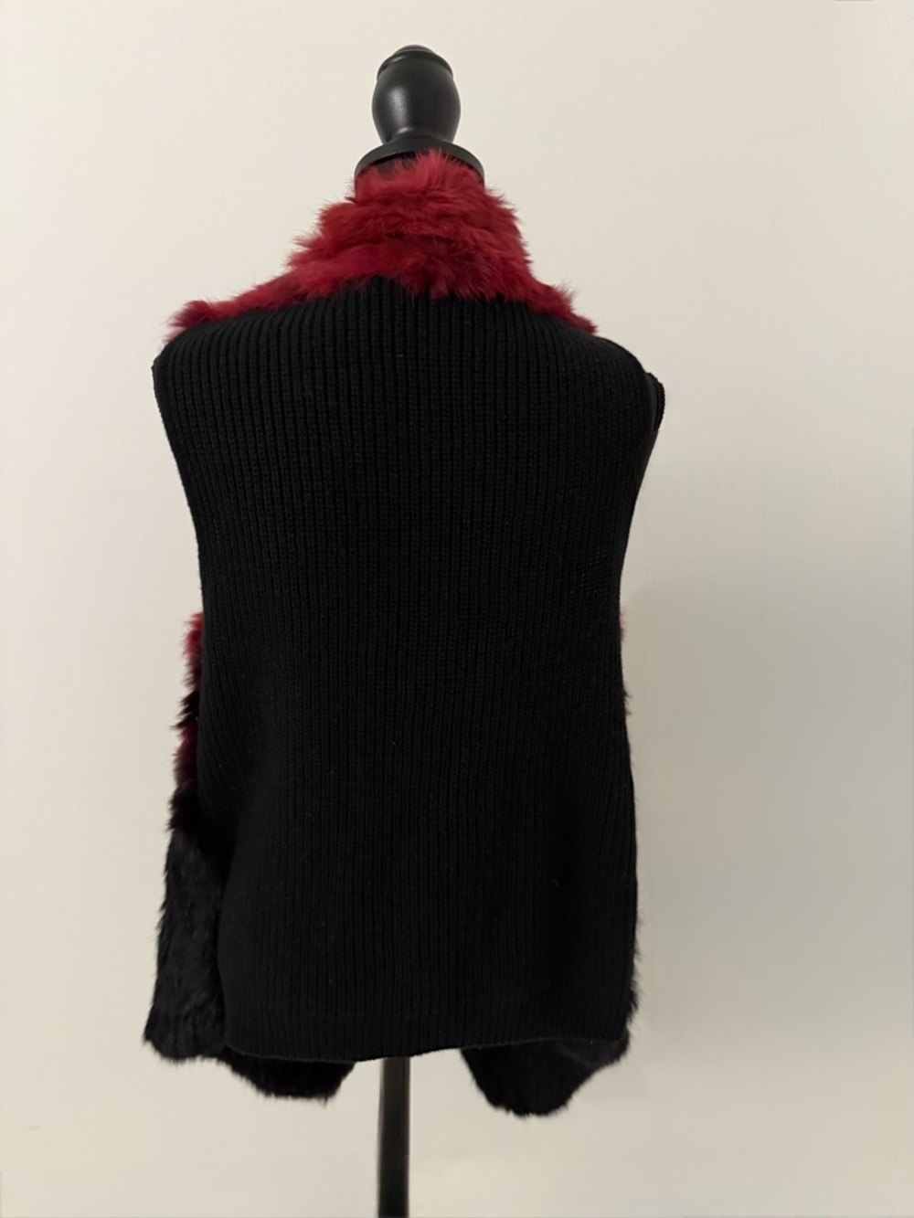 Vintage Premise Ombre Faux Fur Vest Red Black Festival Boho Wrap - Picture 8 of 16